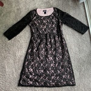 Black & Pink Lace Maternity Dress